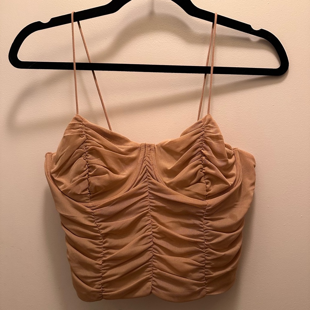 Zara Nude sheer(ish) stretchy form fitting top